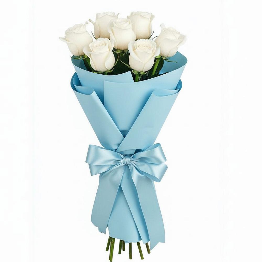 Букет 7 белых роз Проуд в Кильдинстрое