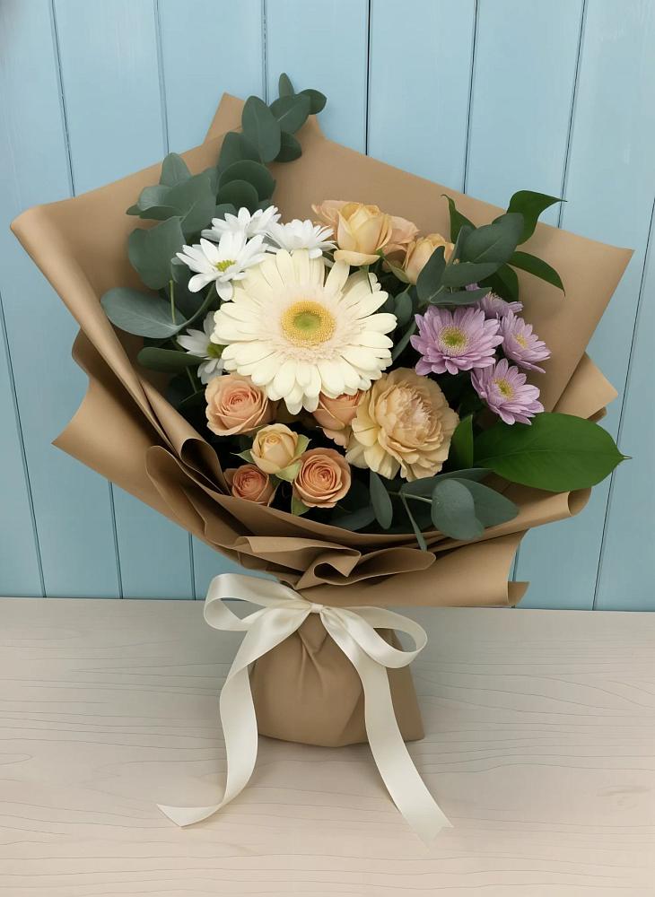 Букет цветов из: Герберы и Хризантемы в Кильдинстрое