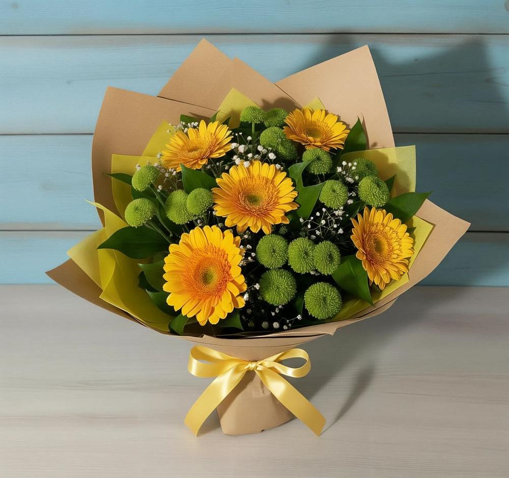 Букет цветов из: Герберы и Хризантемы в Кильдинстрое