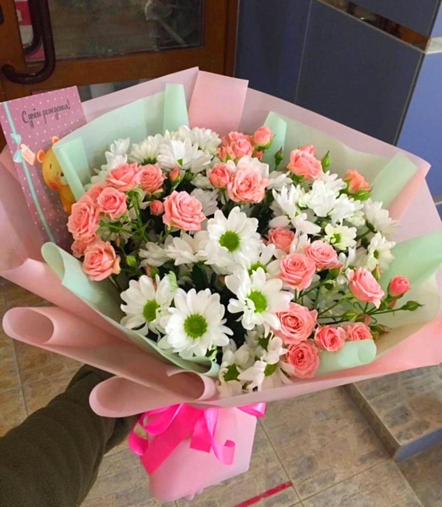 Букет цветов из: Розы и Хризантемы в Кильдинстрое