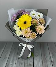 Букет цветов из:  Розы, Герберы и Хризантемы в Кильдинстрое