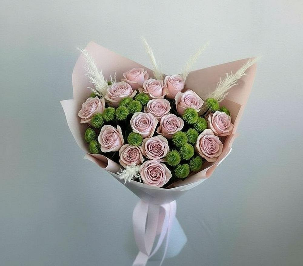 Букет цветов из: Розы и Хризантемы в Кильдинстрое