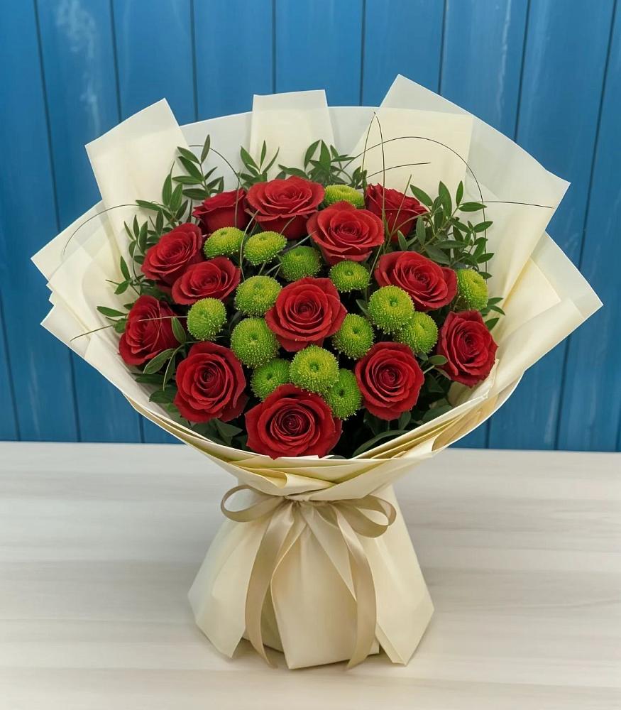 Букет цветов из: Розы и Хризантемы в Кильдинстрое